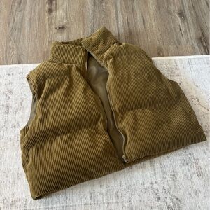Olive Green Corduroy Puffer Vest
